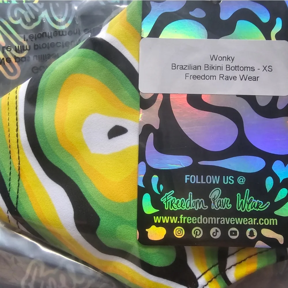 Freedom Ravewear Wonky Brazilian Bikini Bottoms Sz XS - Picture 8 of 8